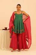 Emerald Green Top & Pink palazzo - Lamhe