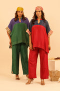 Red & Navy Blue Kaftan Set - Lamhe