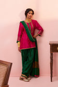 Pink Short Kurta Set with Farsi Salwar - Naveli