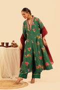 Green Floral Kurta Set - Lamhe