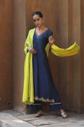 NAVY BLUE MOGRA KURTA SET