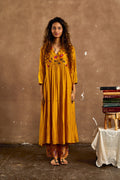 YELLOW COTTON PRINTED GULZAR KURTA SET