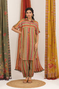 Sage Green Afghani Stripes Print Tunic Set - BAGH