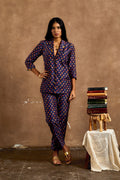 BLUE PRINTED GULZAR BLAZER SET