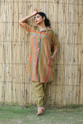 MEHENDI GREEN CHANDERI ROOH TUNIC SET