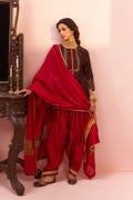 Brown Short Kurta Set with Farsi Salwar - Naveli