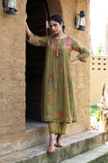 MEHENDI GREEN CHANDERI ROOH KURTA SET