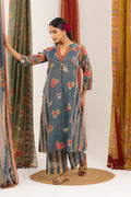Navy Blue Raglan Cut Tunic with Stripes Pant - BAGH