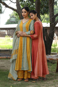 MUSTARD YELLOW TISSUE ROOH KURTA SET
