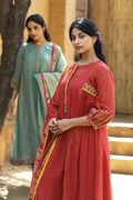 RUST RED FINE CHANDERI ROOH KURTA SET