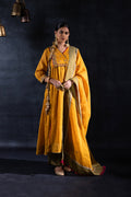 YELLOW CHANDERI RAAS KALIDAR SUIT