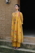 MUSTARD YELLOW CHANDERI ROOH KURTA SET