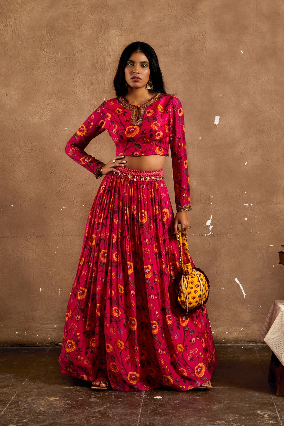 PINK EMBROIDERED GULZAR LEHENGA CHOLI