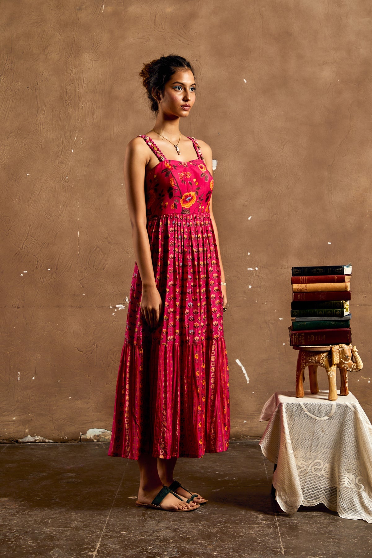 PINK GULZAR MIDI DRESS