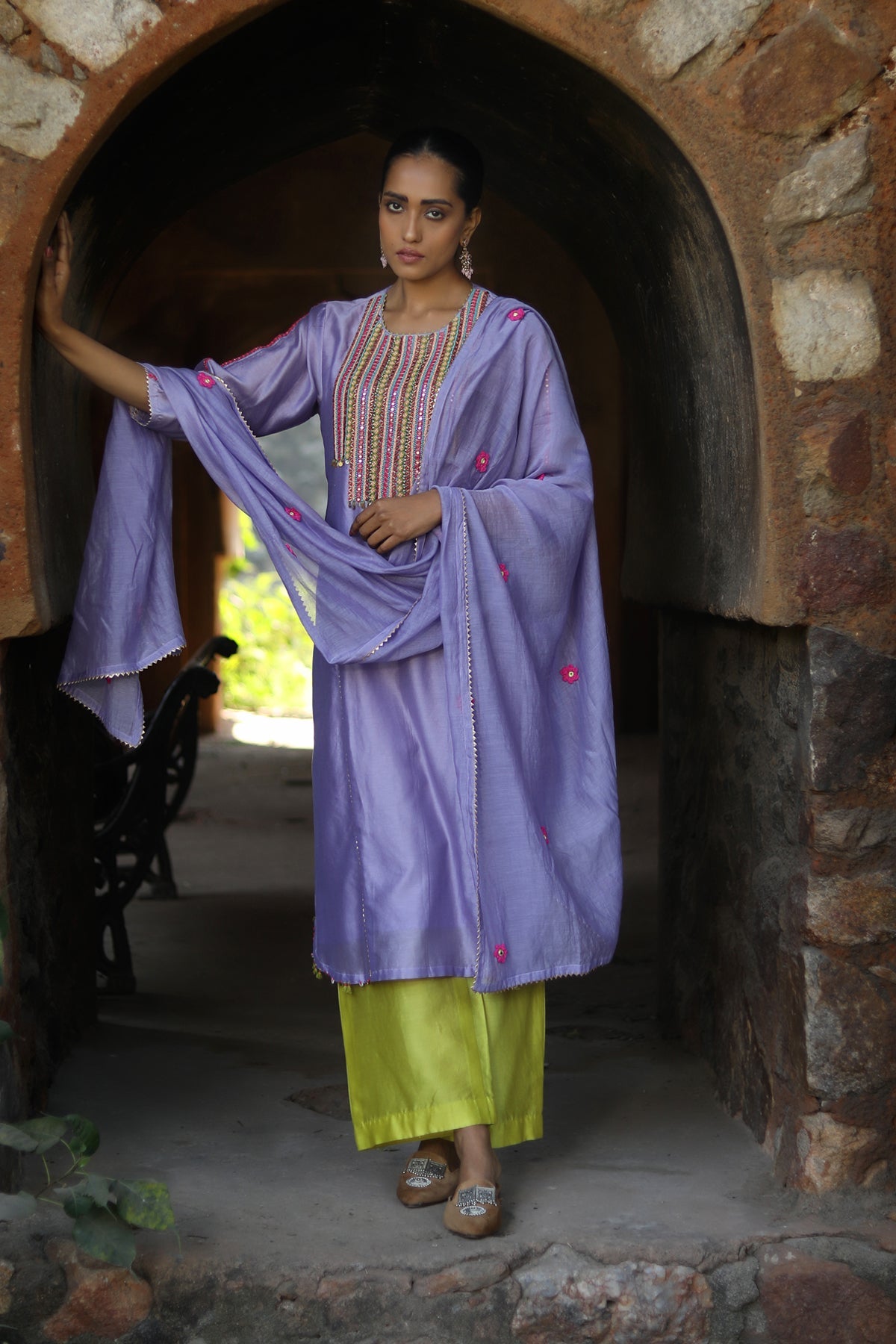 LAVENDER MOGRA KURTA SET