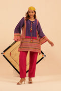 Purple Stripe Banarasi Co-ord Set - Lamhe