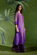 PURPLE CHANDERI RAAS KURTA SET