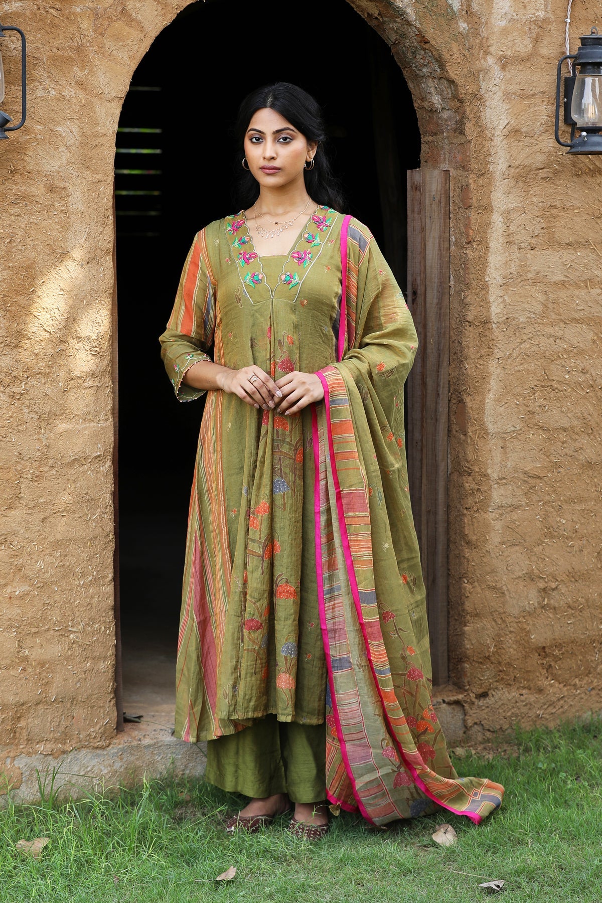 MEHENDI GREEN ROOH KURTA SET