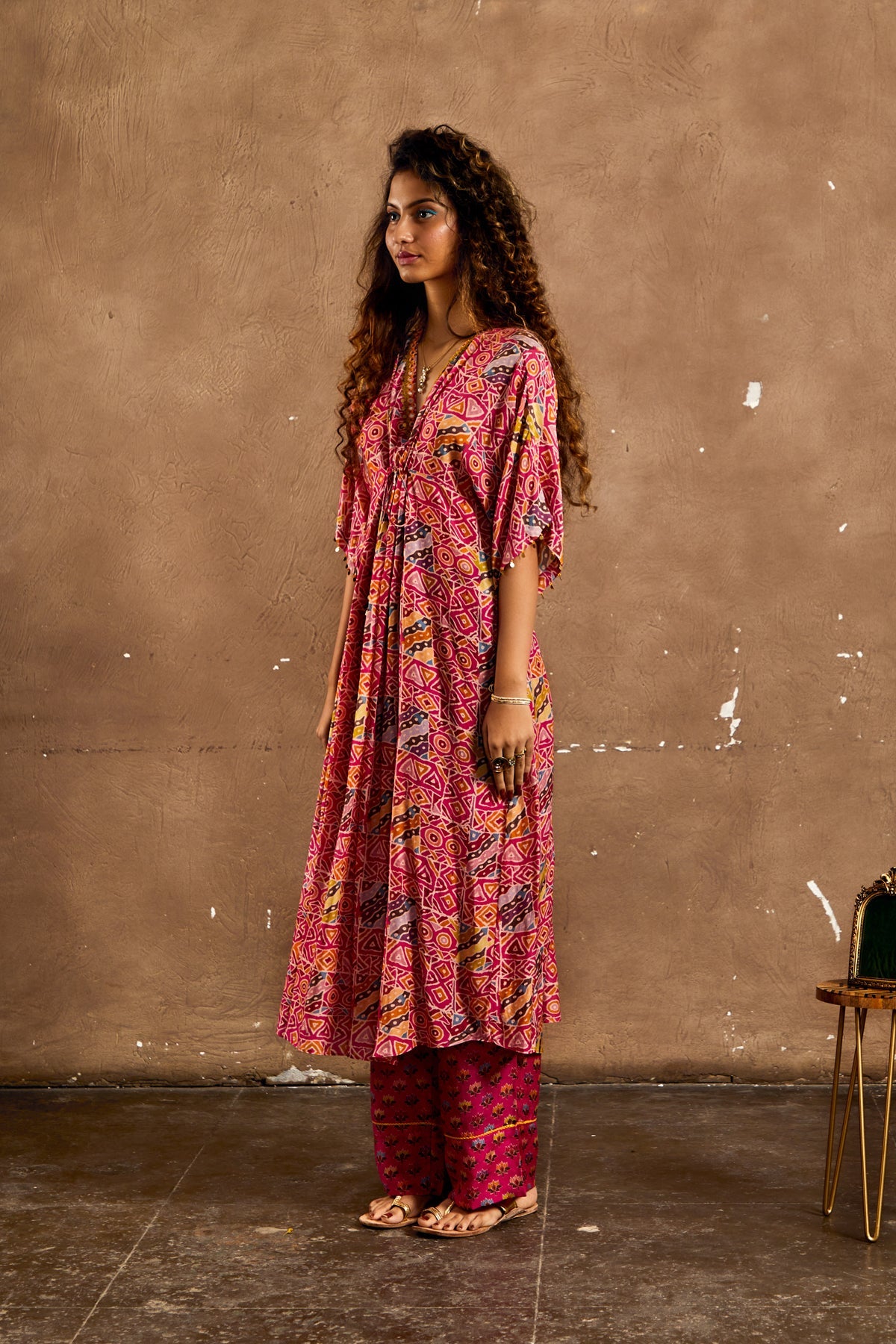 PINK GULZAR KAFTAN SET WITH PANT