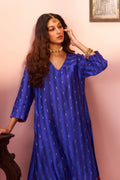 Electric Blue Banarasi Butta Stripes Tunic Set - Naveli