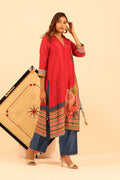 Red Top & Navy Blue Pant - Lamhe