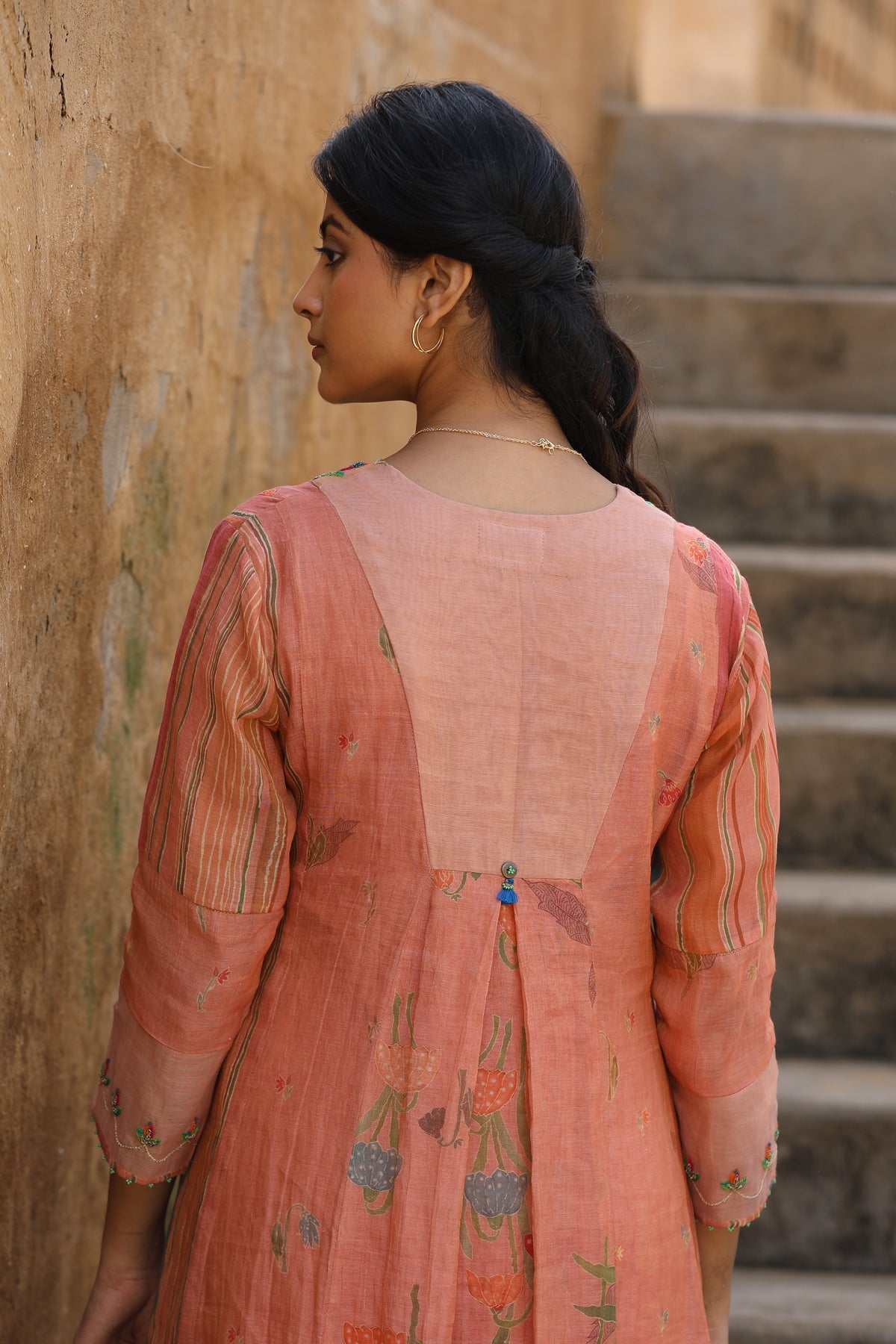 PEACH CUPRO SILK ROOH KURTA SET