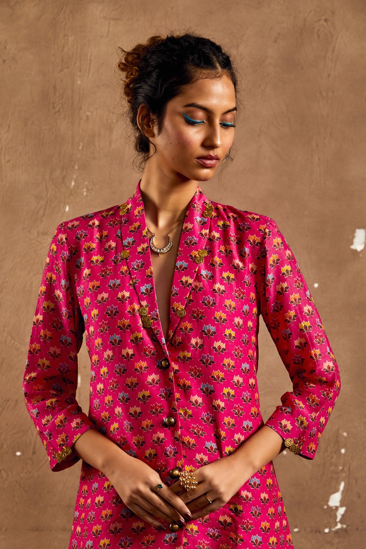 PINK PRINTED GULZAR BLAZER SET