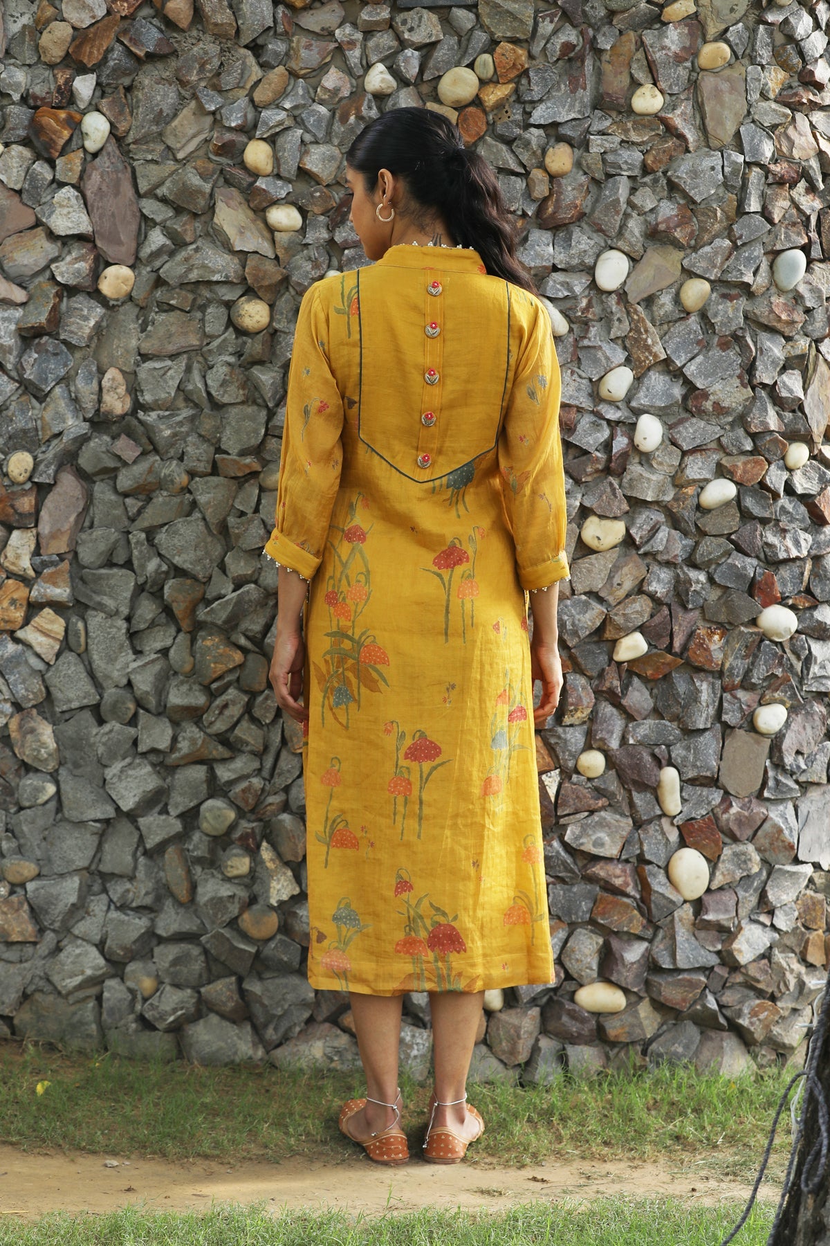 MUSTARD YELLOW CHANDERI ROOH TUNIC SET