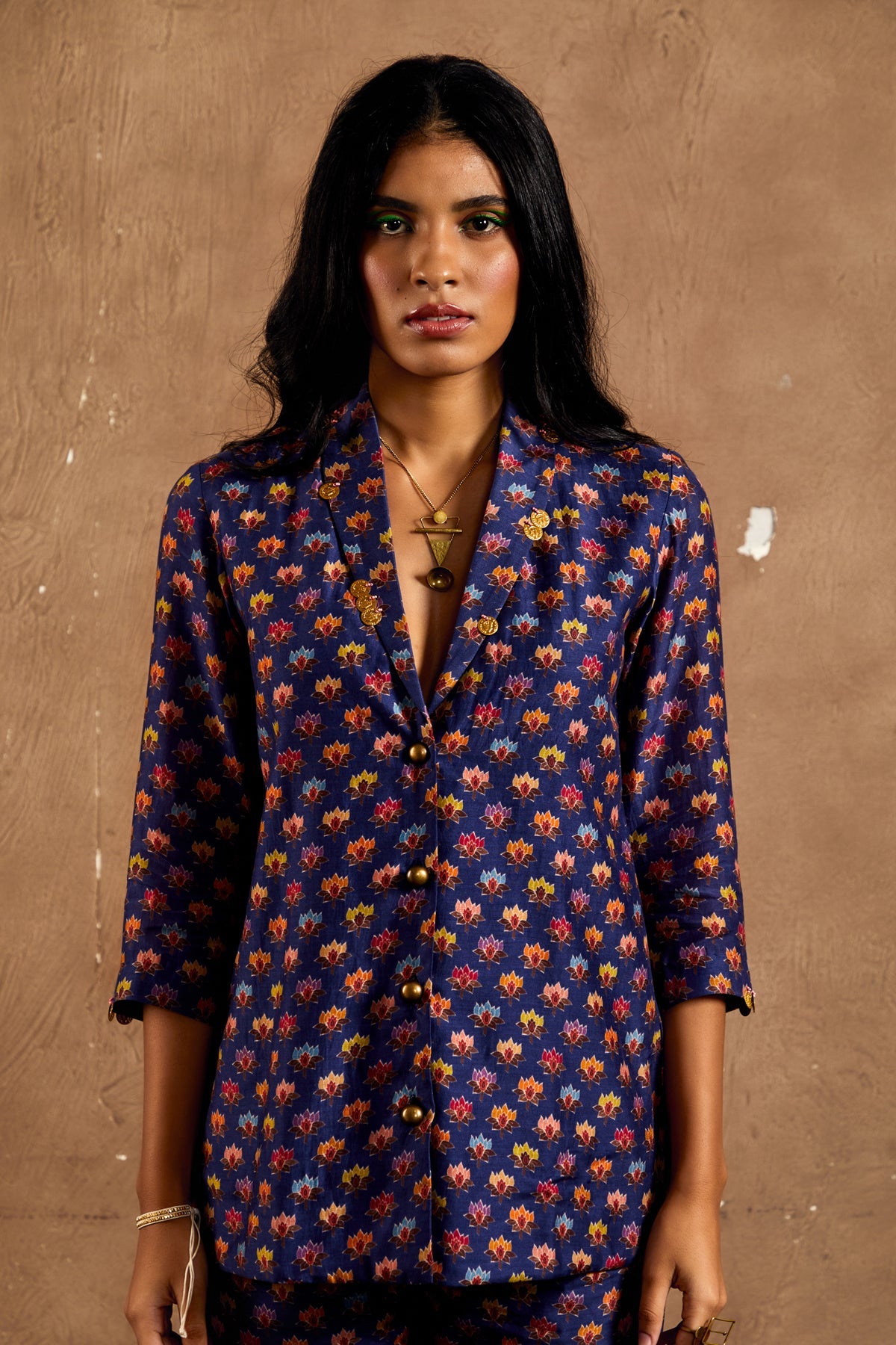 BLUE PRINTED GULZAR BLAZER SET