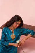 Firozi Banarasi Butti and Chanderi Kalidar Kurta Set - Naveli