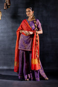 PURPLE CHANDERI RAAS GHARARA SET