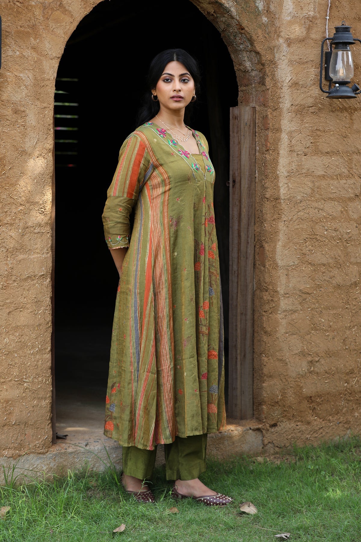 MEHENDI GREEN ROOH KURTA SET