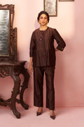 Brown Multi-patchwork Shirt-Style Co-ord Set - Naveli