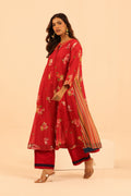 Red Floral and Multistripes Tunic Set - Lamhe