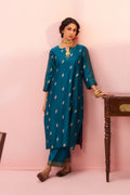 Firozi double butta banarasi asymmetrical cut tunic set - Naveli