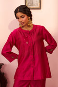 Pink Multi-patchwork Shirt-Style Co-ord Set - Naveli