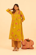 Yellow Multistripes Floral Tunic - Lamhe