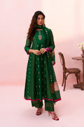 Green Banarasi Butti and Chanderi Kalidar Kurta Set - Naveli